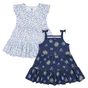 2-Pack Infant & Toddler Girls Blue Floral Knit Dresses