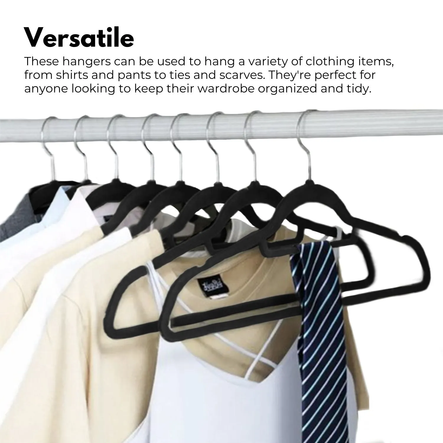 30 Pack Black Non-Slip Velvet Suit Hangers with Tie Organizers GOMINIMO