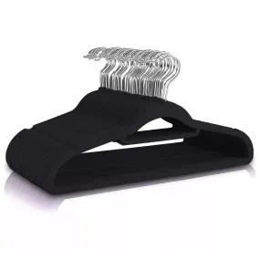 30 Pack Black Non-Slip Velvet Suit Hangers with Tie Organizers GOMINIMO