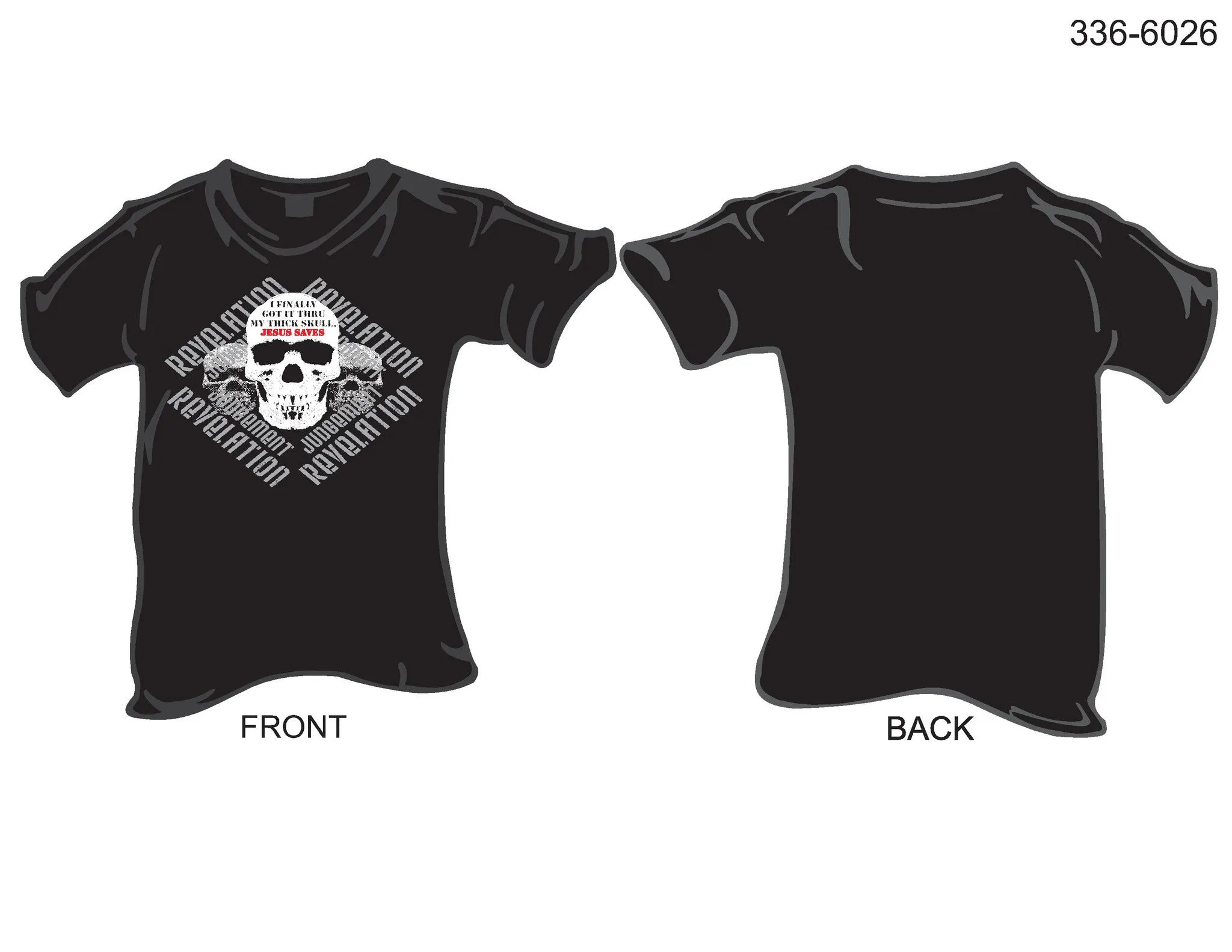 336-6026 T-Shirt, Short Sleeve, Thick Skull (Black)