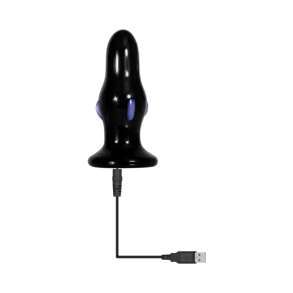 Adam & Eve Rear Rocker Rechargeable Vibrating Glass Anal Plug Black