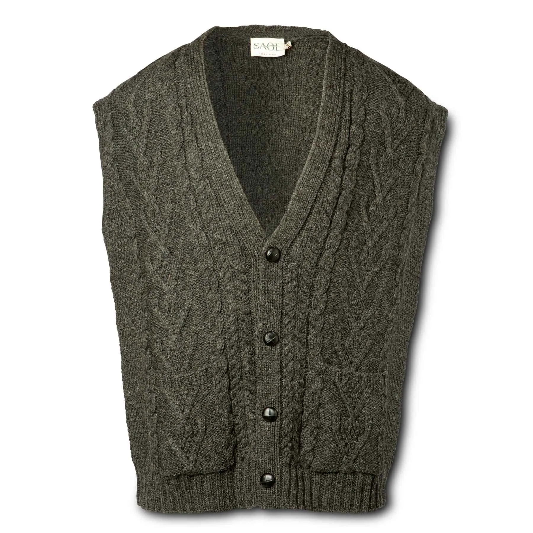 Aran Knit Vest- Charcoal