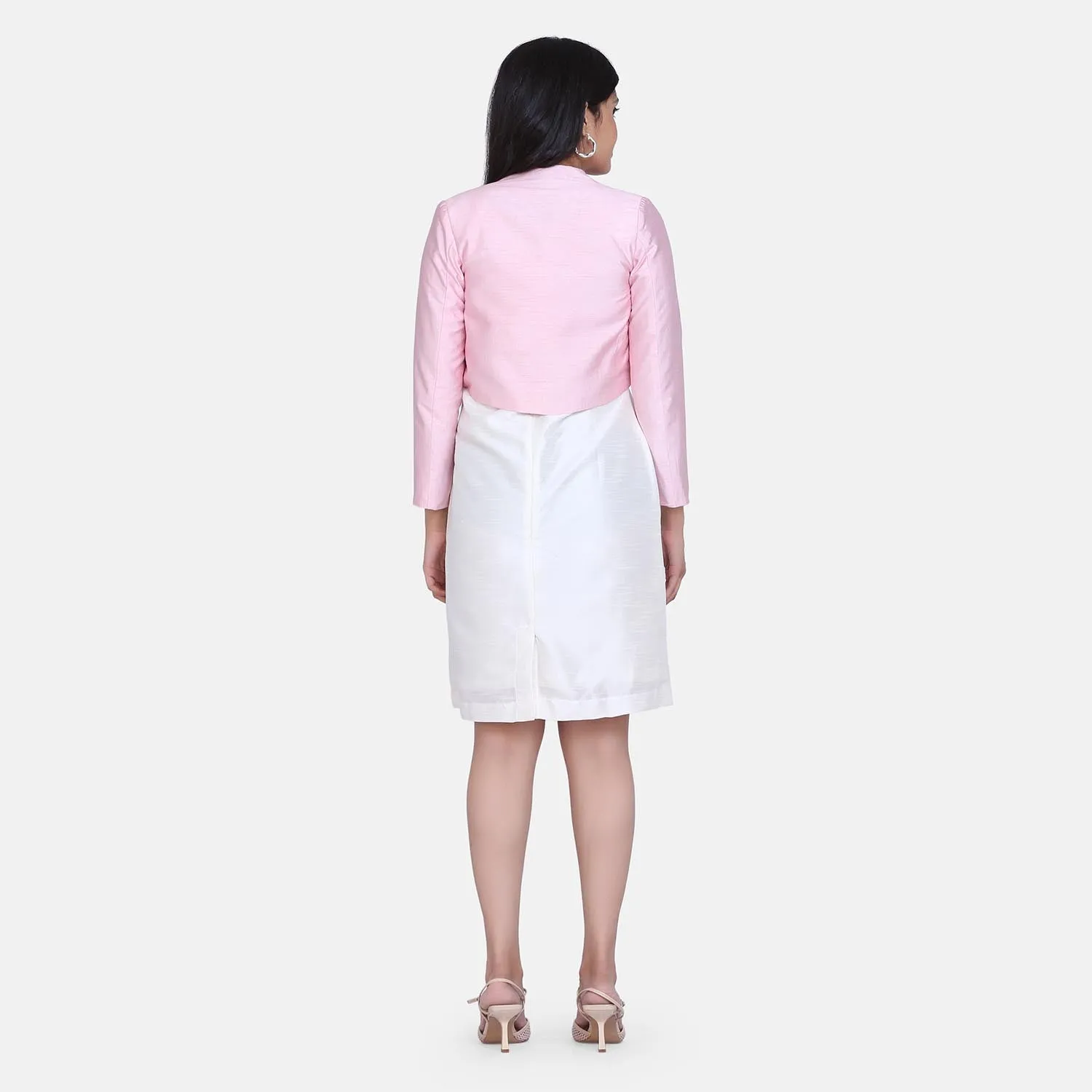 Baby Pink Dupioni Short Jacket