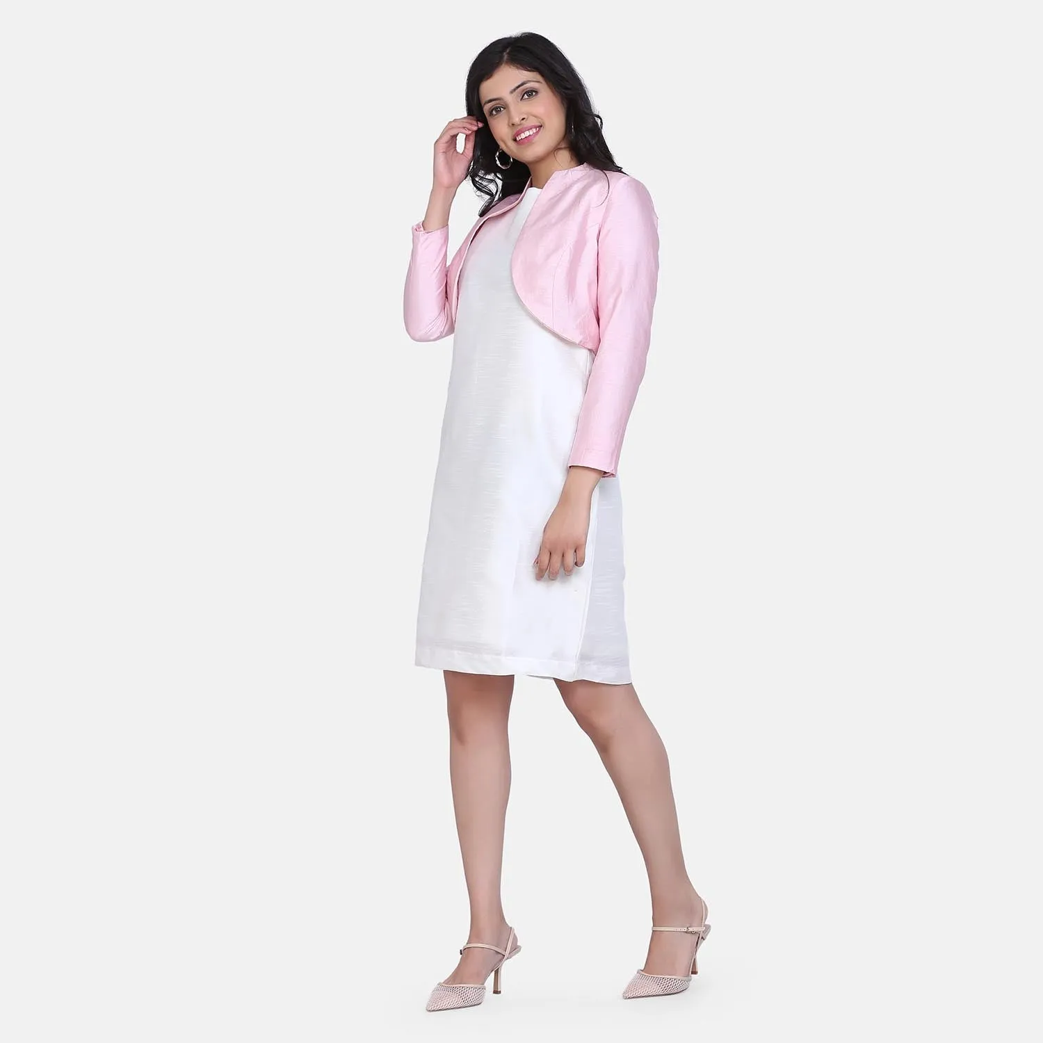 Baby Pink Dupioni Short Jacket