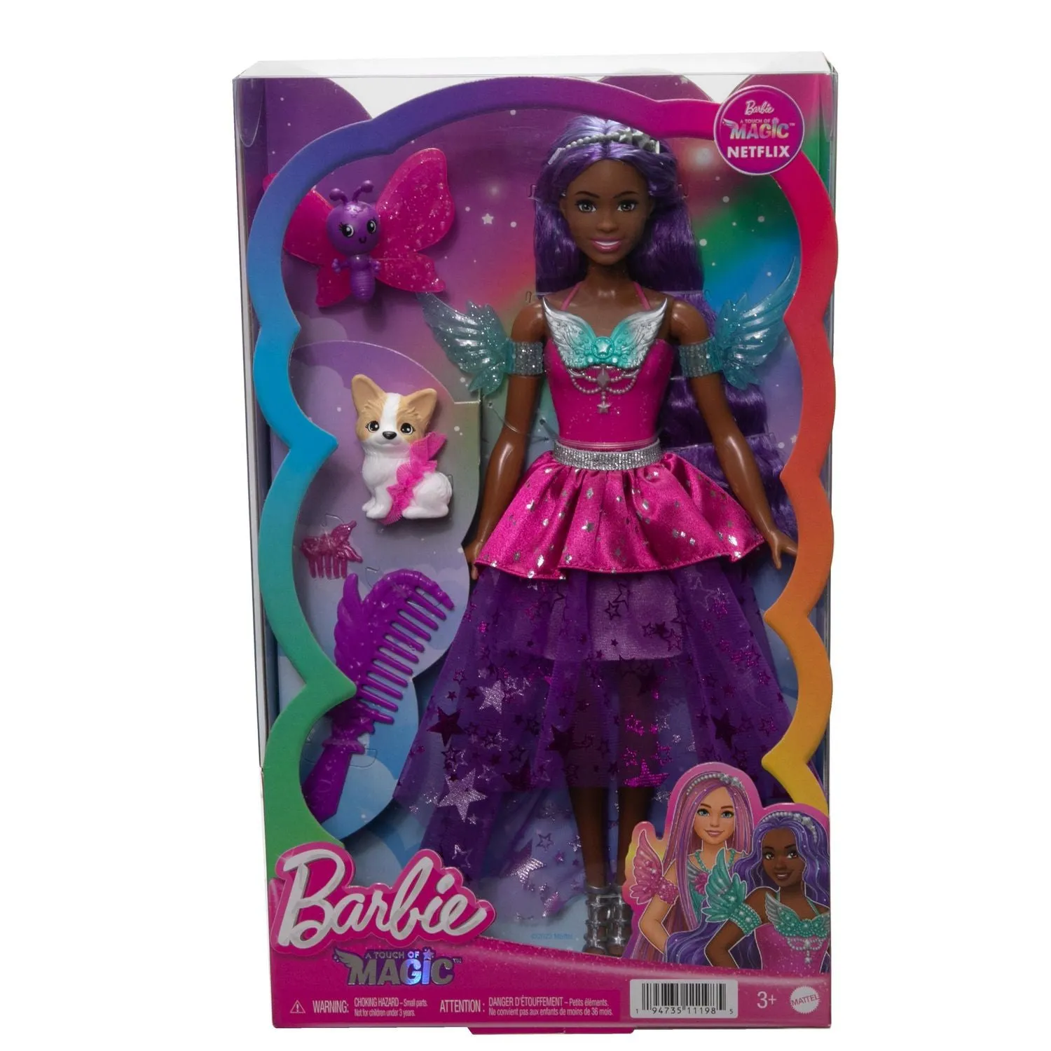 Barbie HLC33 Doll with Two Fairytale Pets, Barbie "Brooklyn" From Barbie A Touch of Magic