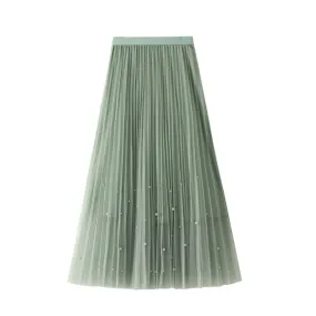 Beaded Mesh Maxi Skirt 釘珠網紗半身長裙 (KCCLSP2140b)