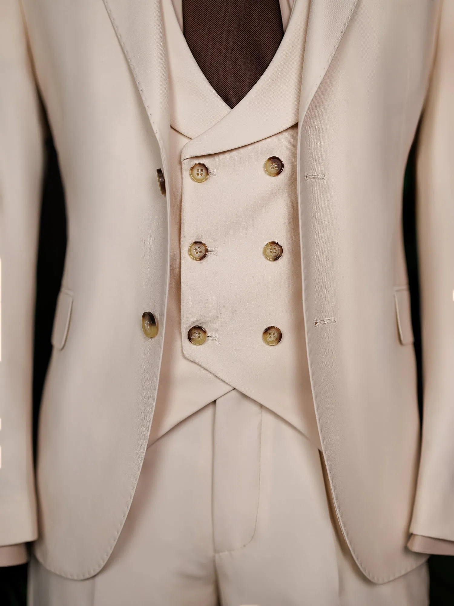 Beige Modern-Fit Suit 3-Piece