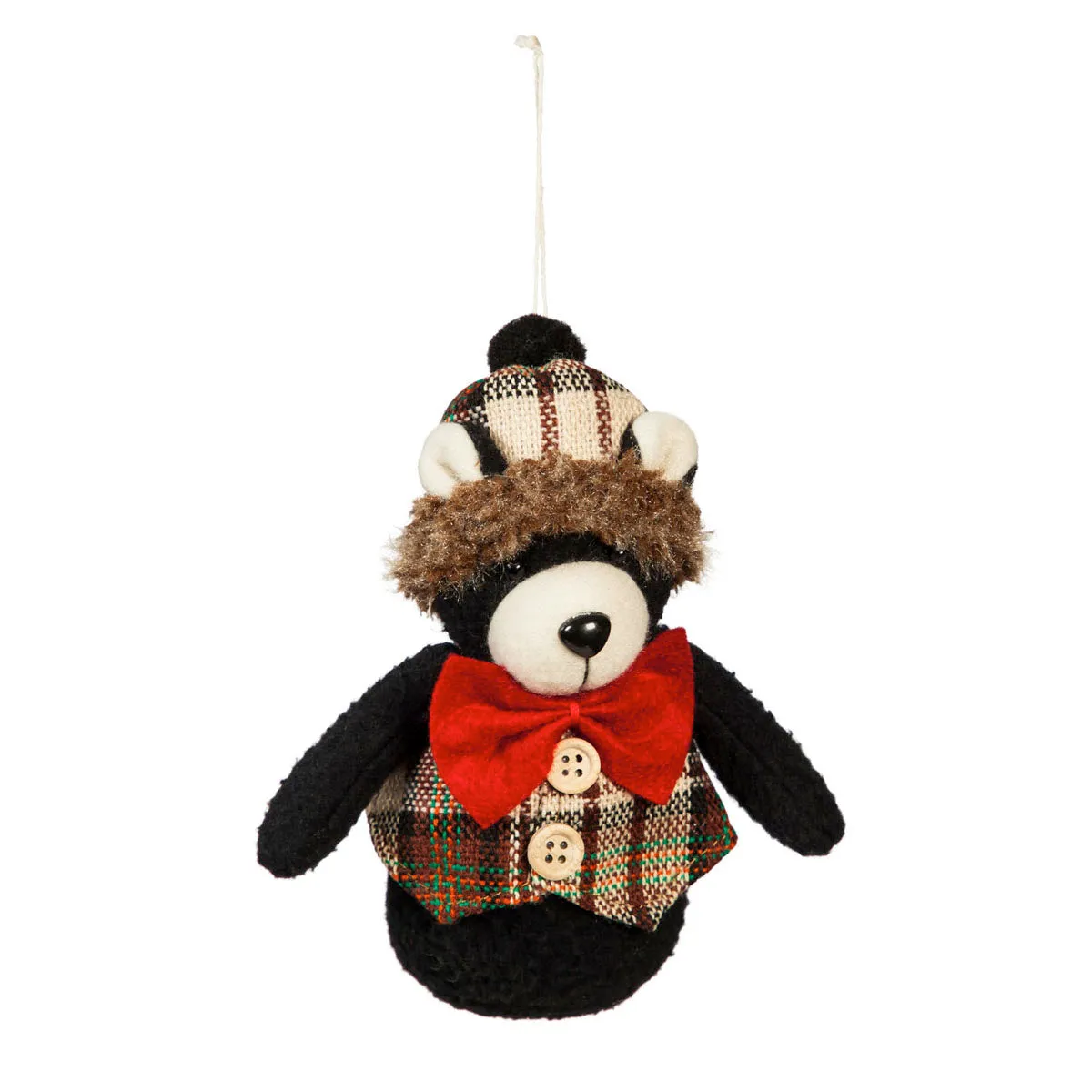 Black Bear in Vest Ornaments, Fabric