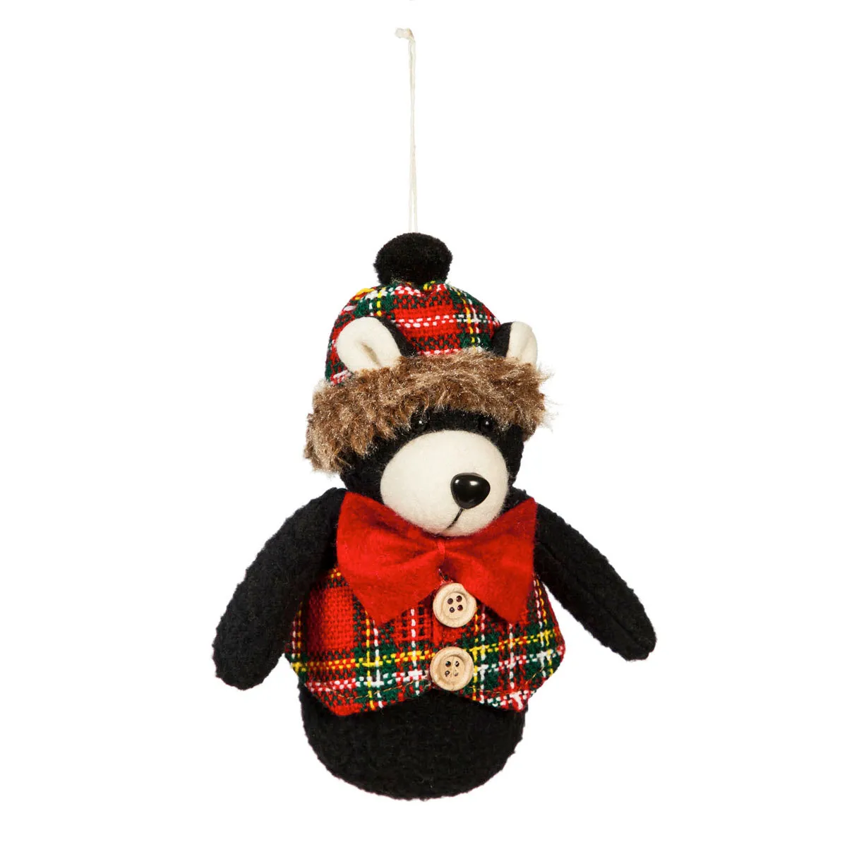 Black Bear in Vest Ornaments, Fabric