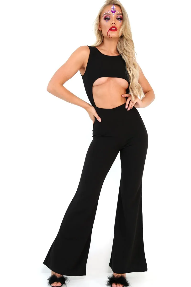 Black Cut Out Middle Jumpsuit - Dixi