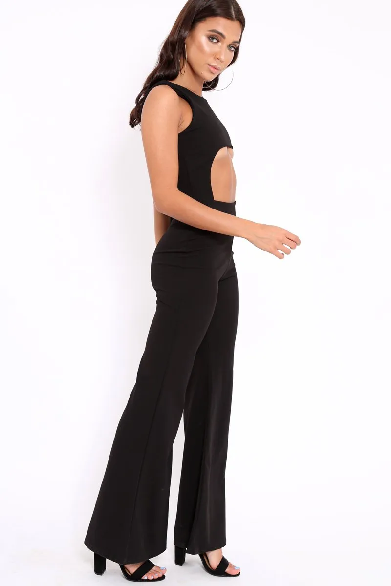 Black Cut Out Middle Jumpsuit - Dixi