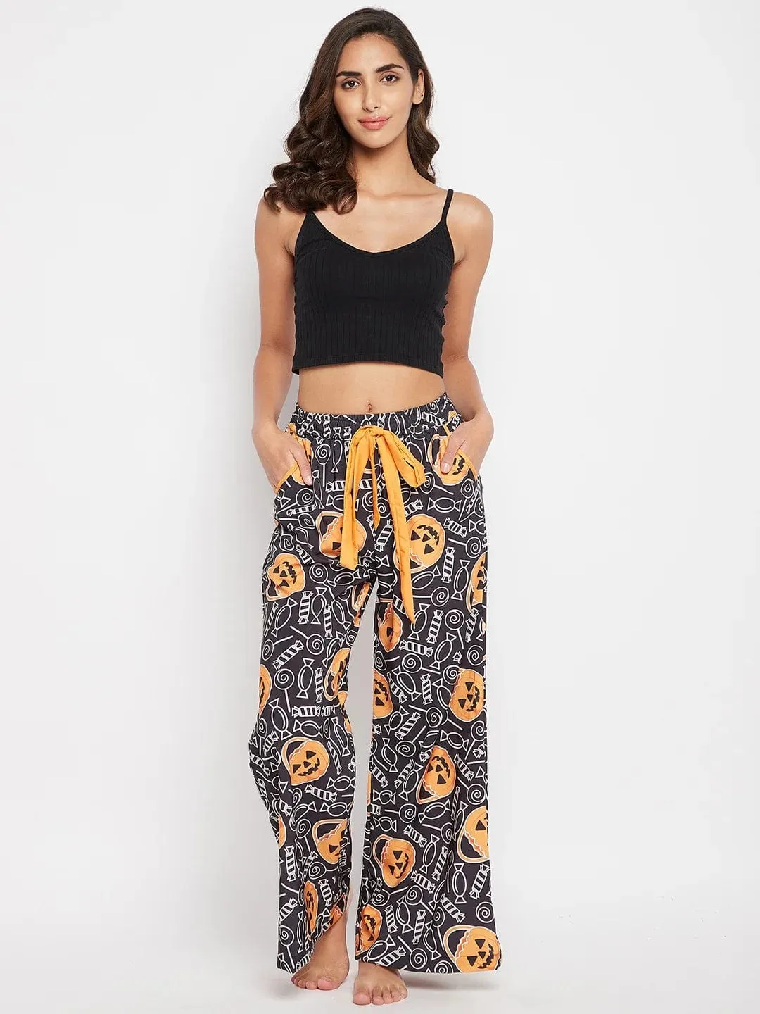 Black Halloween Printed Loungepants