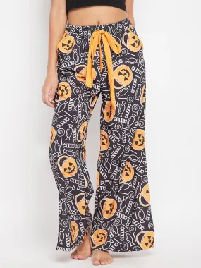 Black Halloween Printed Loungepants