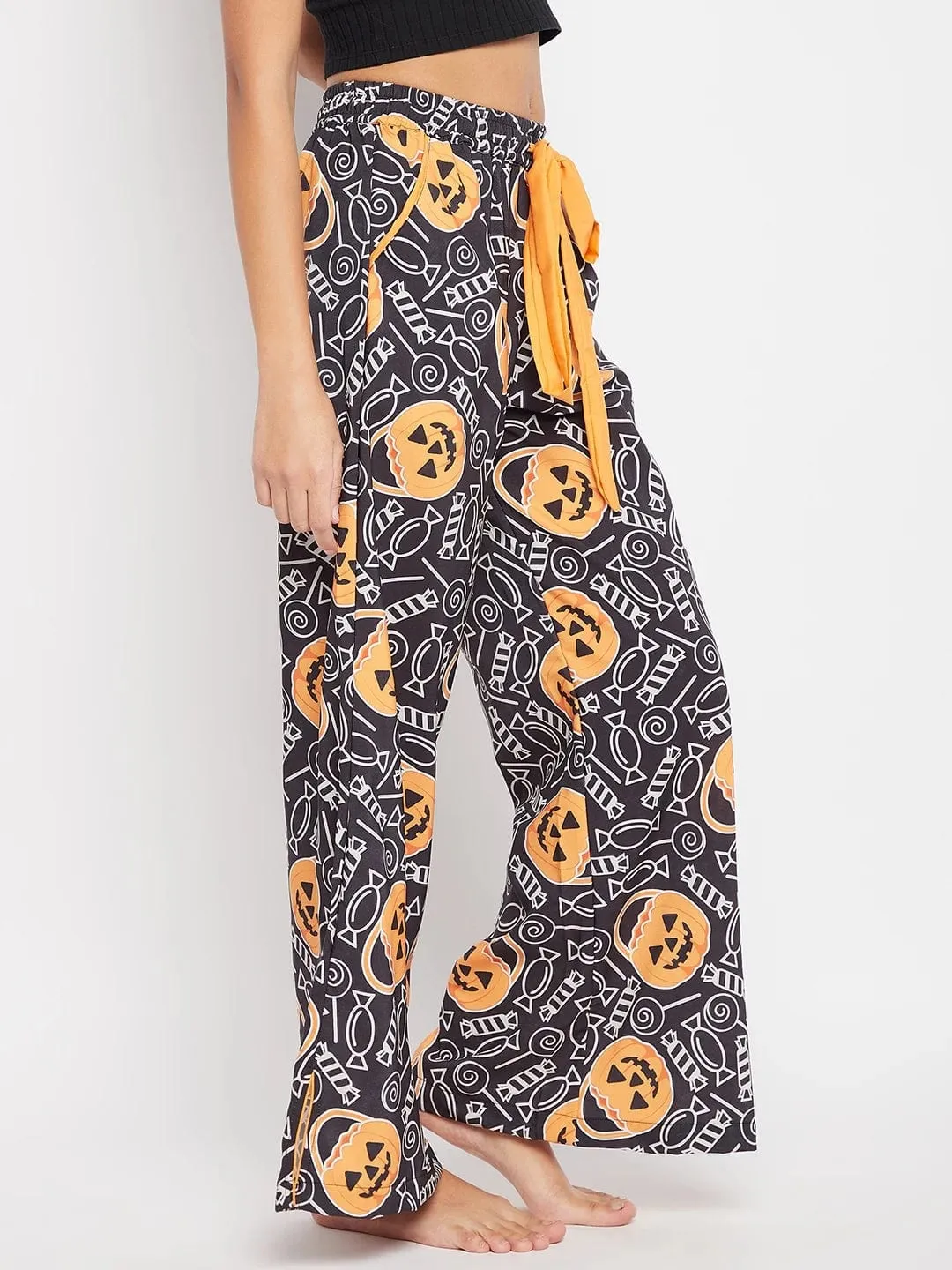 Black Halloween Printed Loungepants