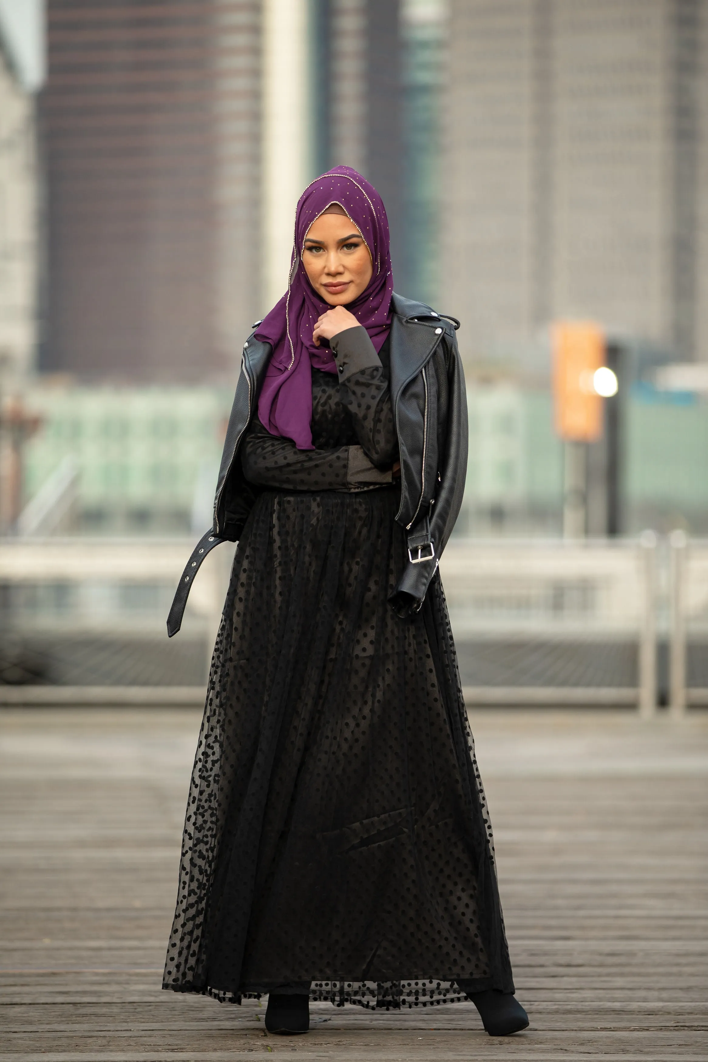 Black Mesh Polka Dot Long Sleeve Maxi Dress- Clearance