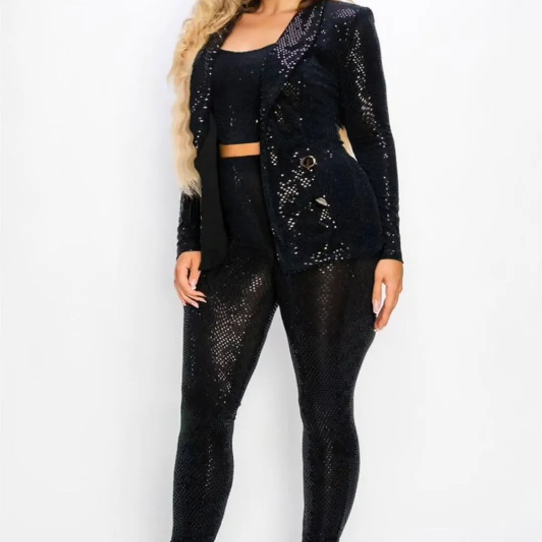 Black Sequin blazer set