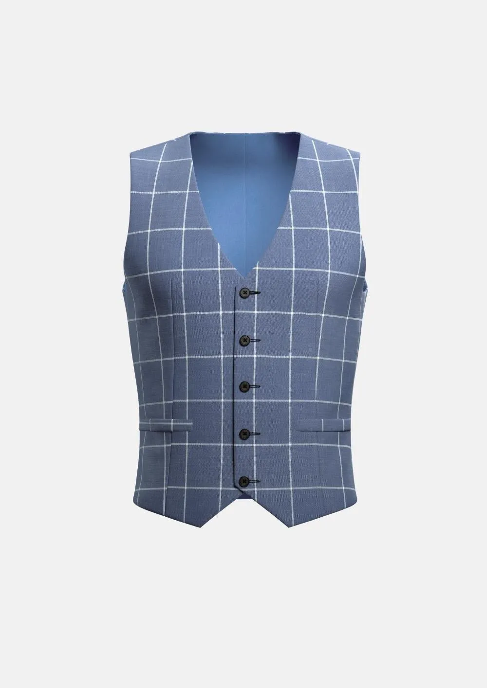 Blue Windowpane Vest