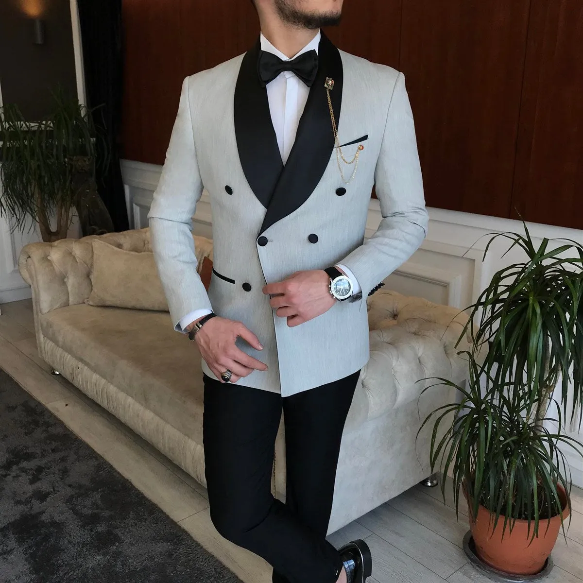 Bojoni Cagliari Grey Double Breasted Tuxedo 2-Piece