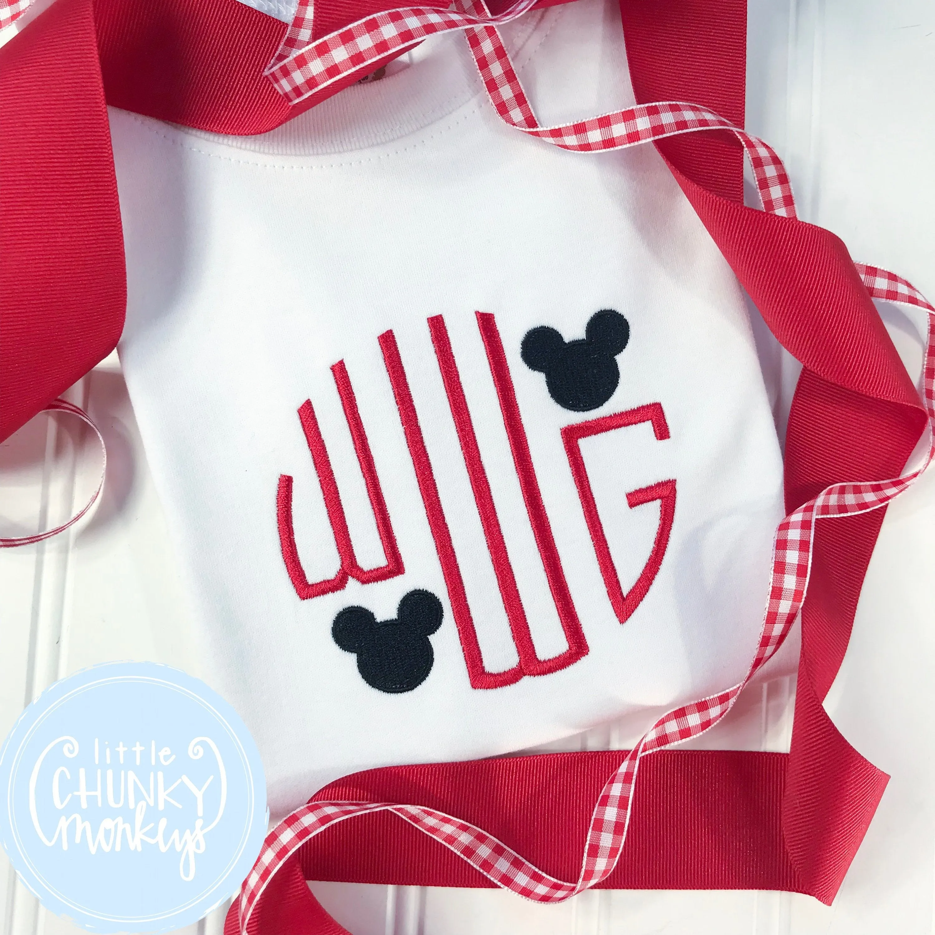 Boy Shirt - Circle Monogram with Mini Mouse