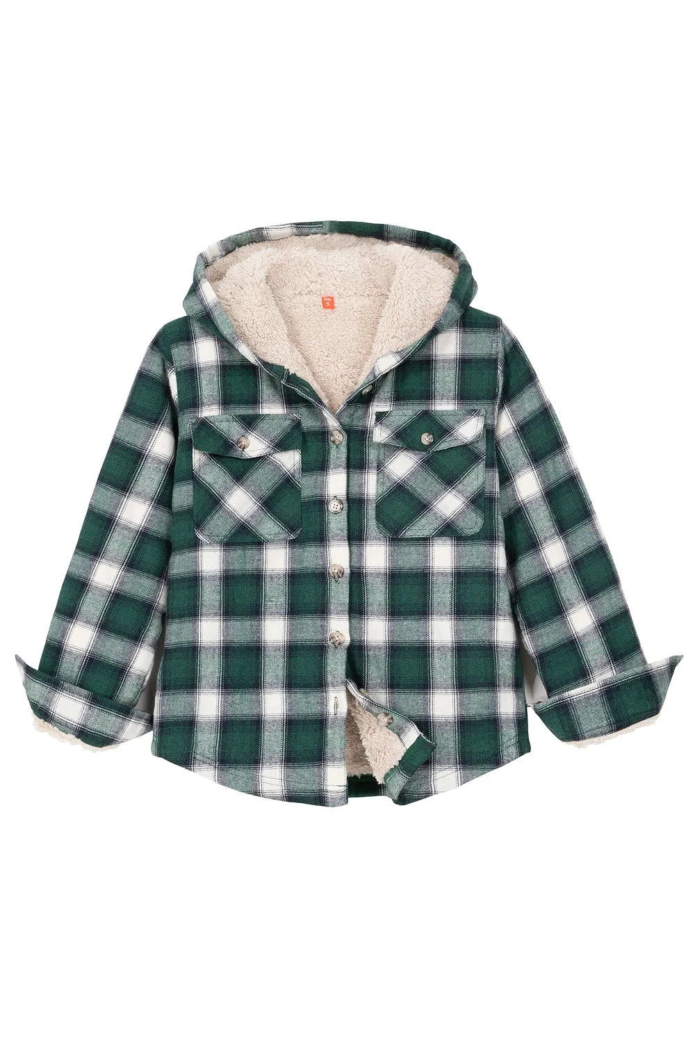 Boys Sherpa Lined Flannel Plaid Shirt Jacket,Hooded Flannel Jacket Kids