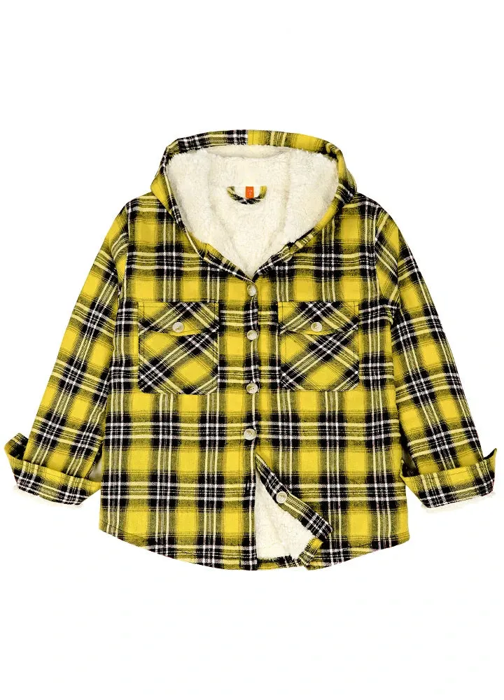 Boys Sherpa Lined Flannel Plaid Shirt Jacket,Hooded Flannel Jacket Kids