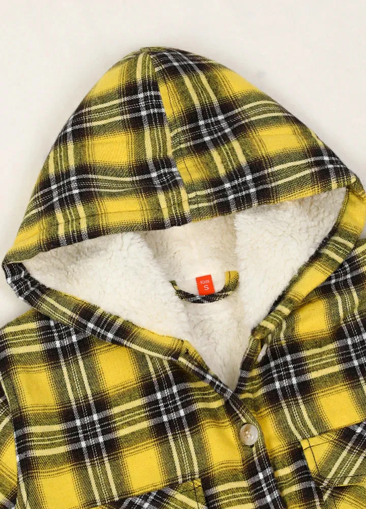 Boys Sherpa Lined Flannel Plaid Shirt Jacket,Hooded Flannel Jacket Kids