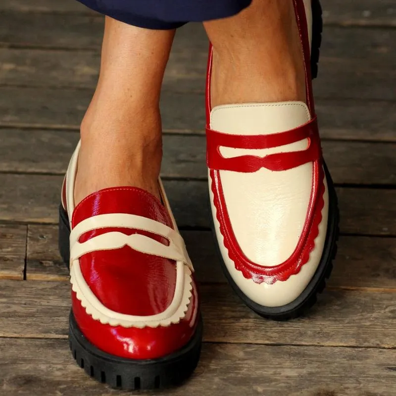 Cherry Red Patent Leather Loafers