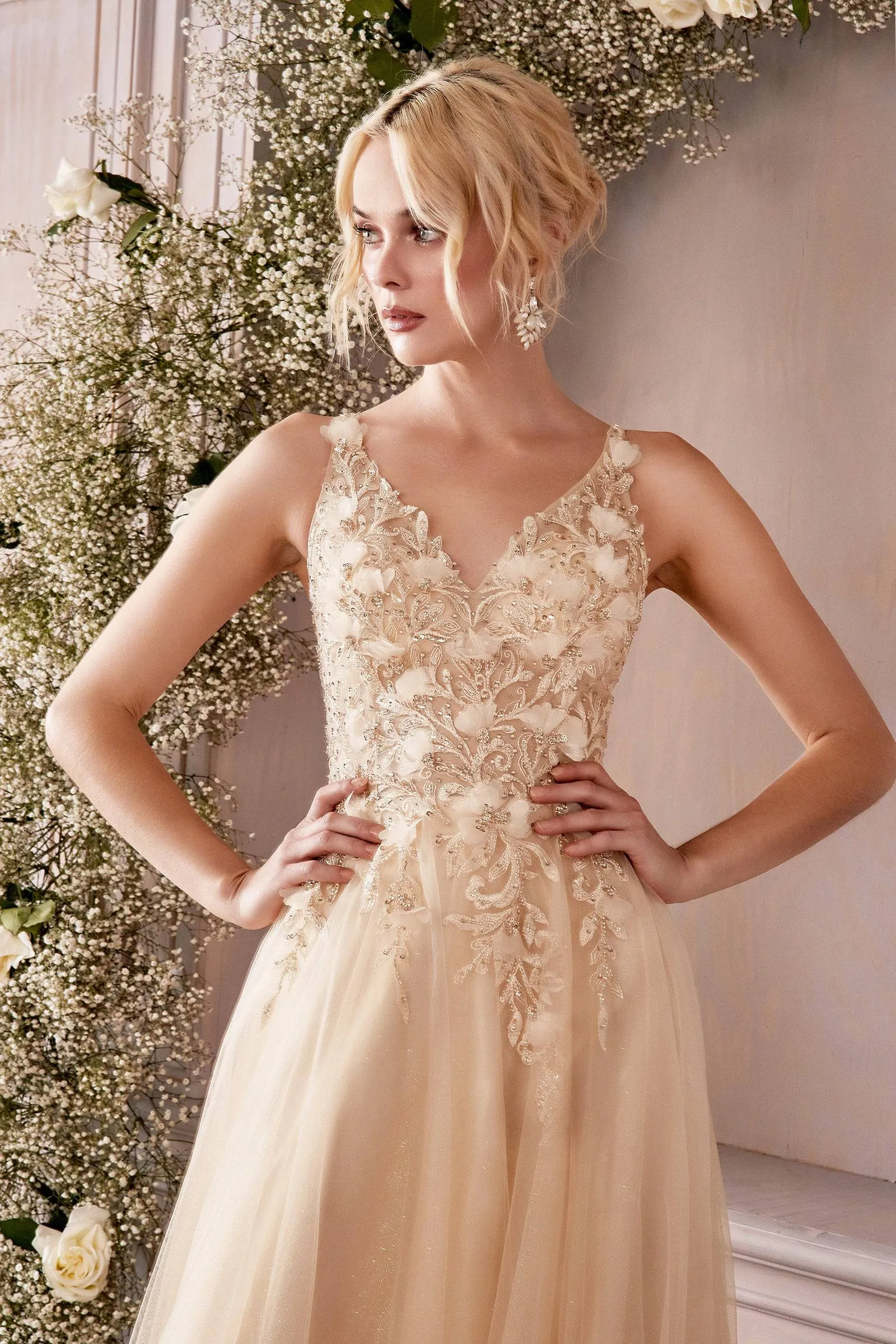 Cinderella Divine CD0181 Ladivine Flowing Embroidered Ball Gown