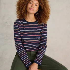 Clara Stripe Long Sleeved Tee - Navy Multi