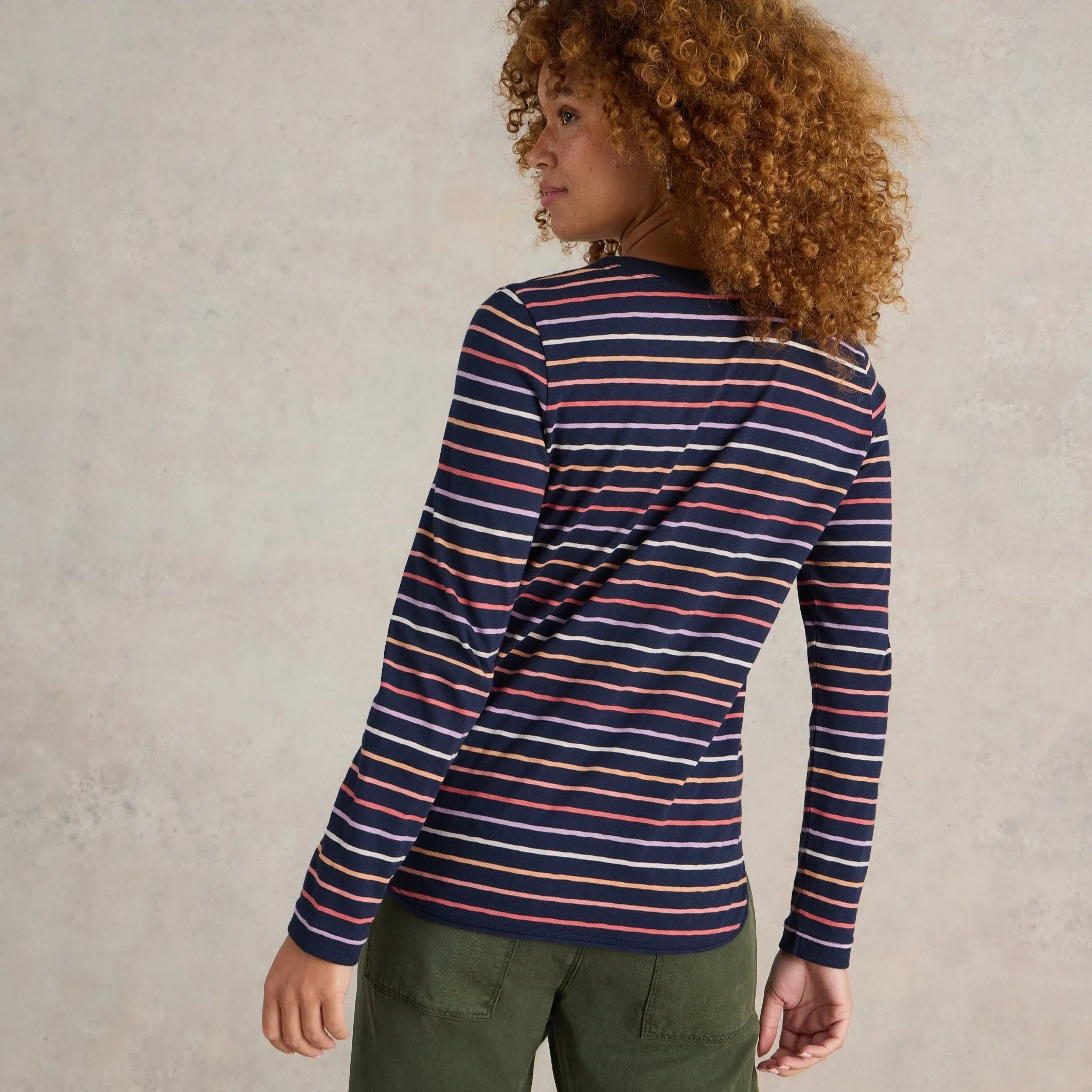 Clara Stripe Long Sleeved Tee - Navy Multi