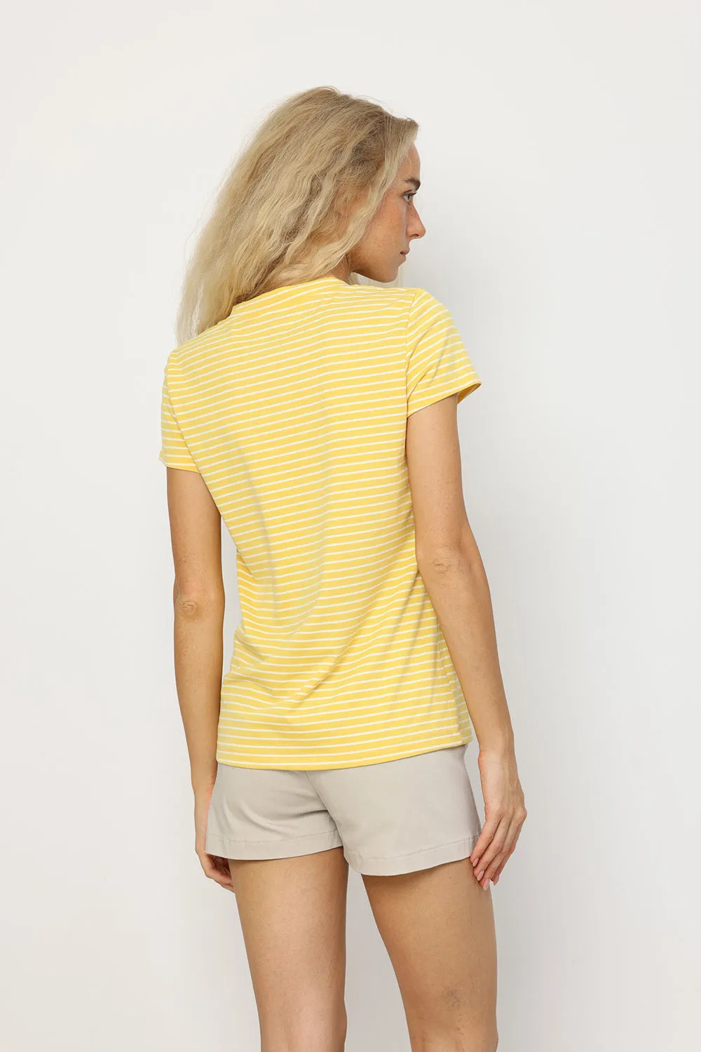 Cotton V T-Shirt Yellow Stripes