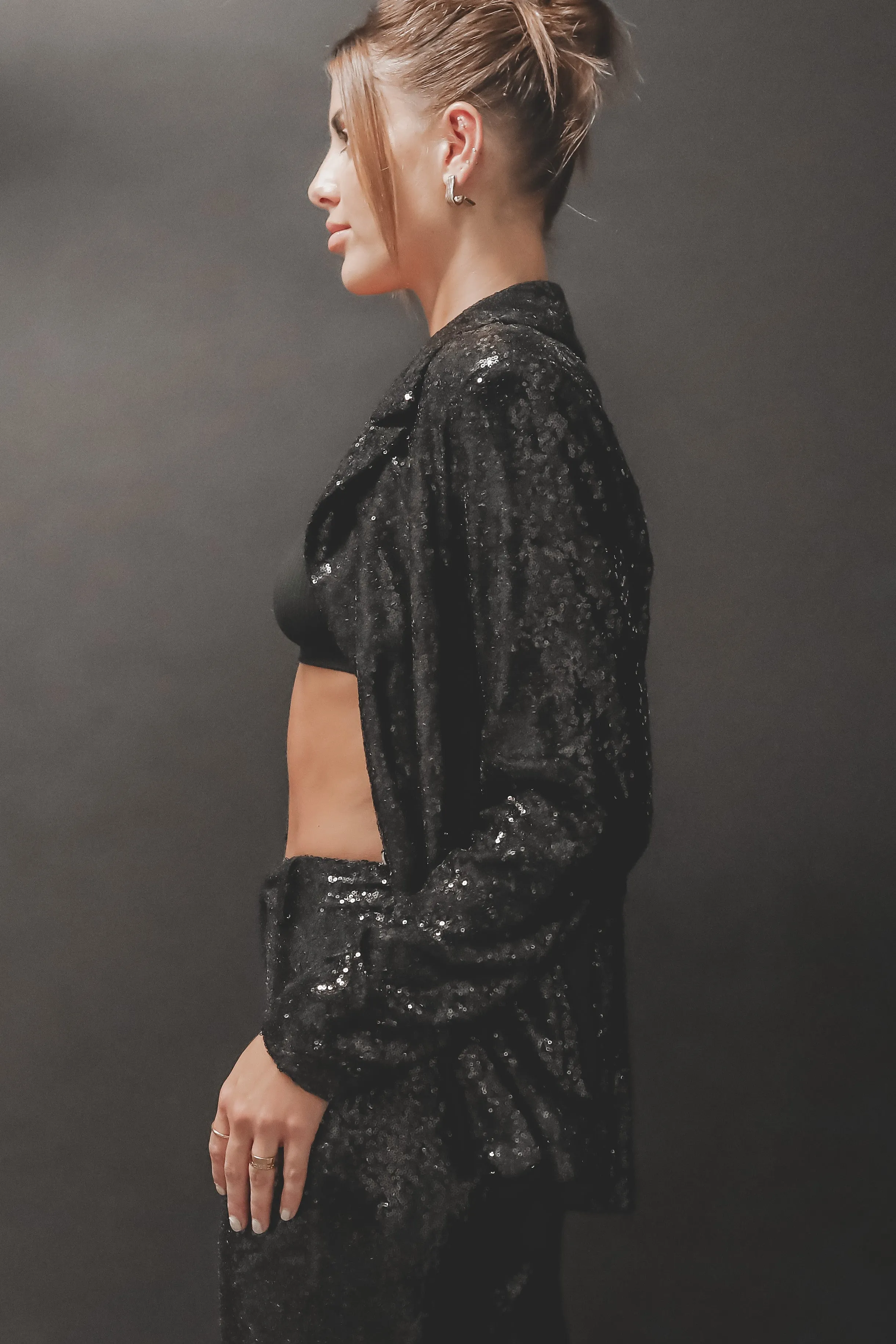 DEAL Professionally Sparkly Black Sequins Blazer