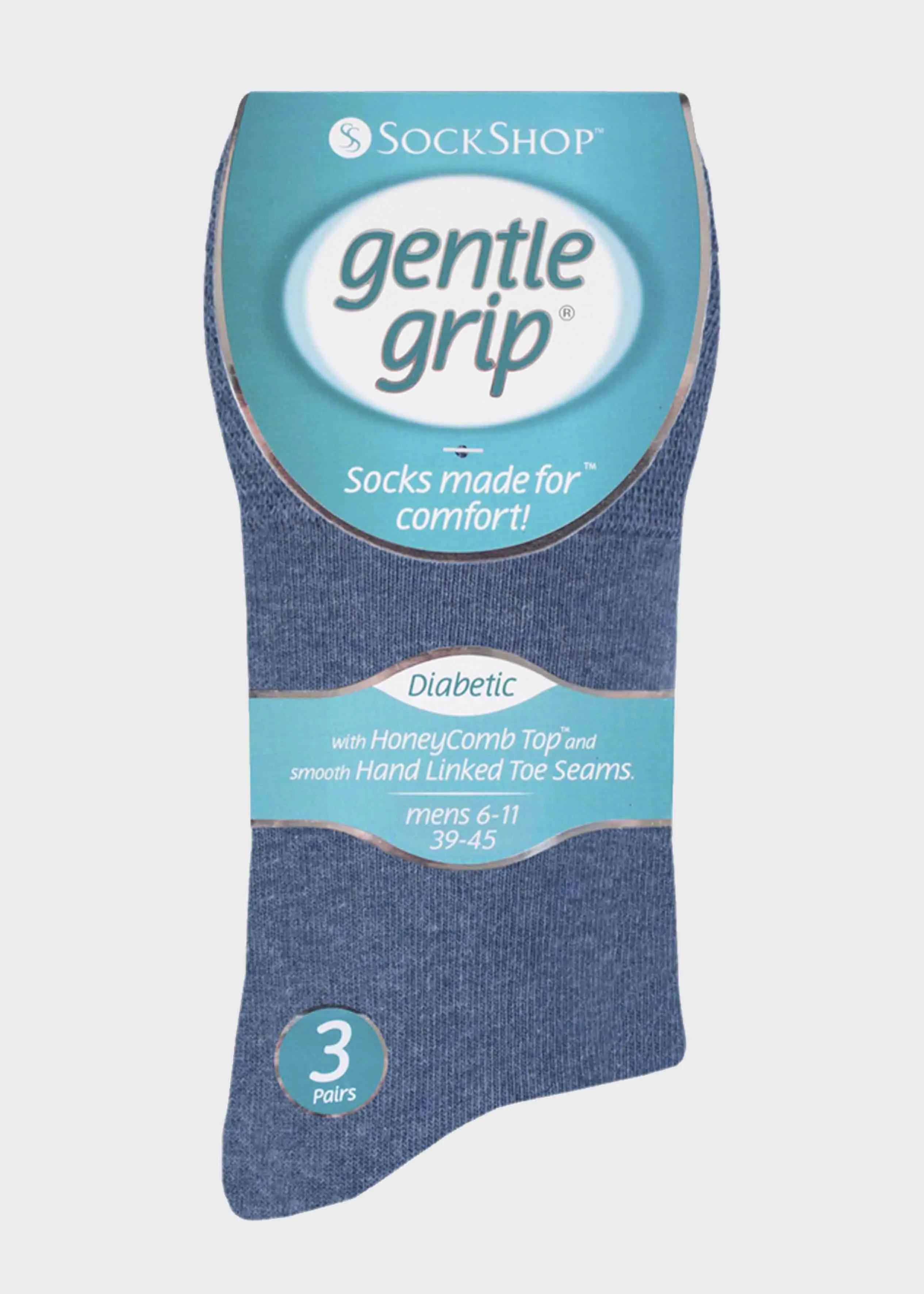 Diabetic Mens Gentle Grip Socks 3 Pair Pack