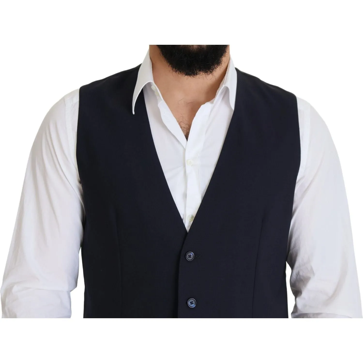 Dolce & Gabbana Elegant Dark Blue Formal Dress Vest