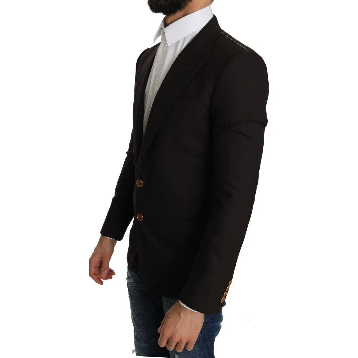 Dolce & Gabbana Sleek Slim Brown Virgin Wool Blazer Jacket