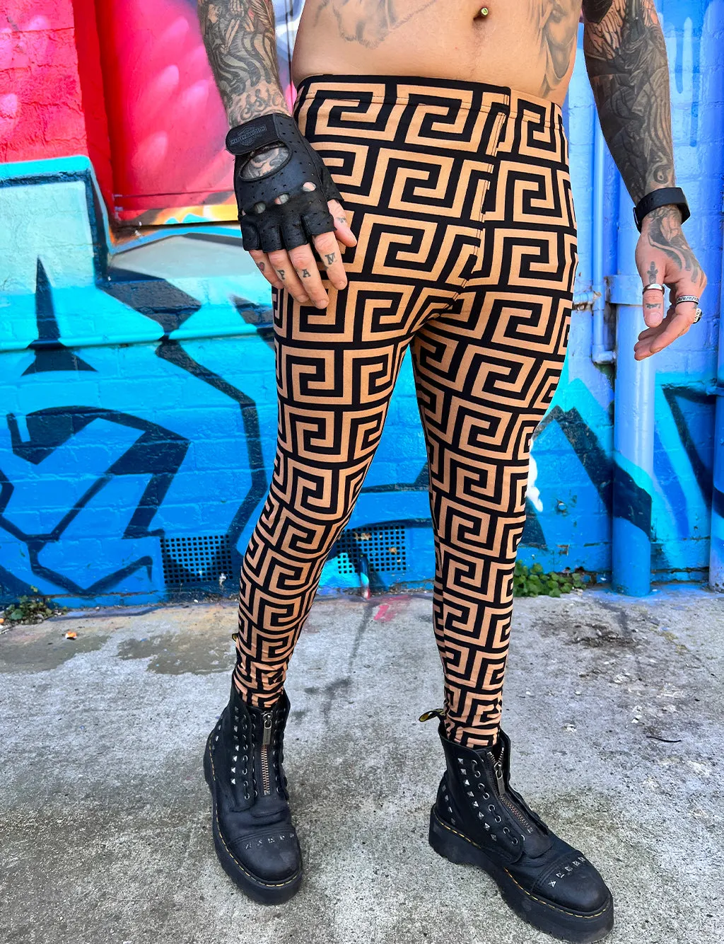 DOOF MEGGINGS - BLACK & BROWN MAZE