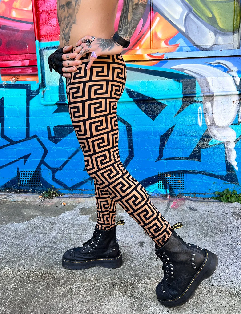 DOOF MEGGINGS - BLACK & BROWN MAZE