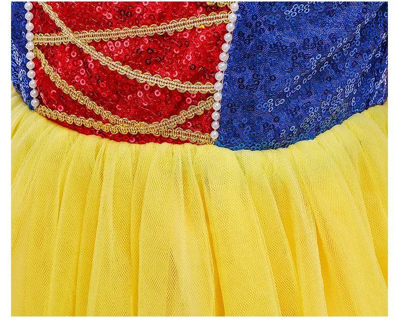 Enchanting Fairytale Gown 3-10-year-old girl's sequined large bow princess dress Elegant Kids Party Dress Halloween cosplay stage costumes