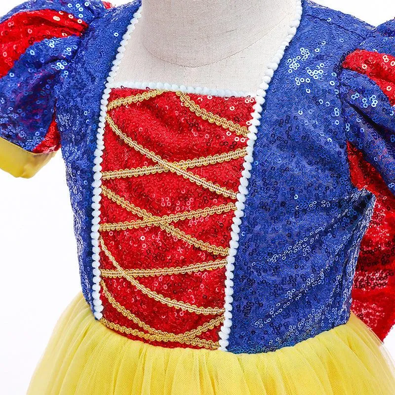 Enchanting Fairytale Gown 3-10-year-old girl's sequined large bow princess dress Elegant Kids Party Dress Halloween cosplay stage costumes