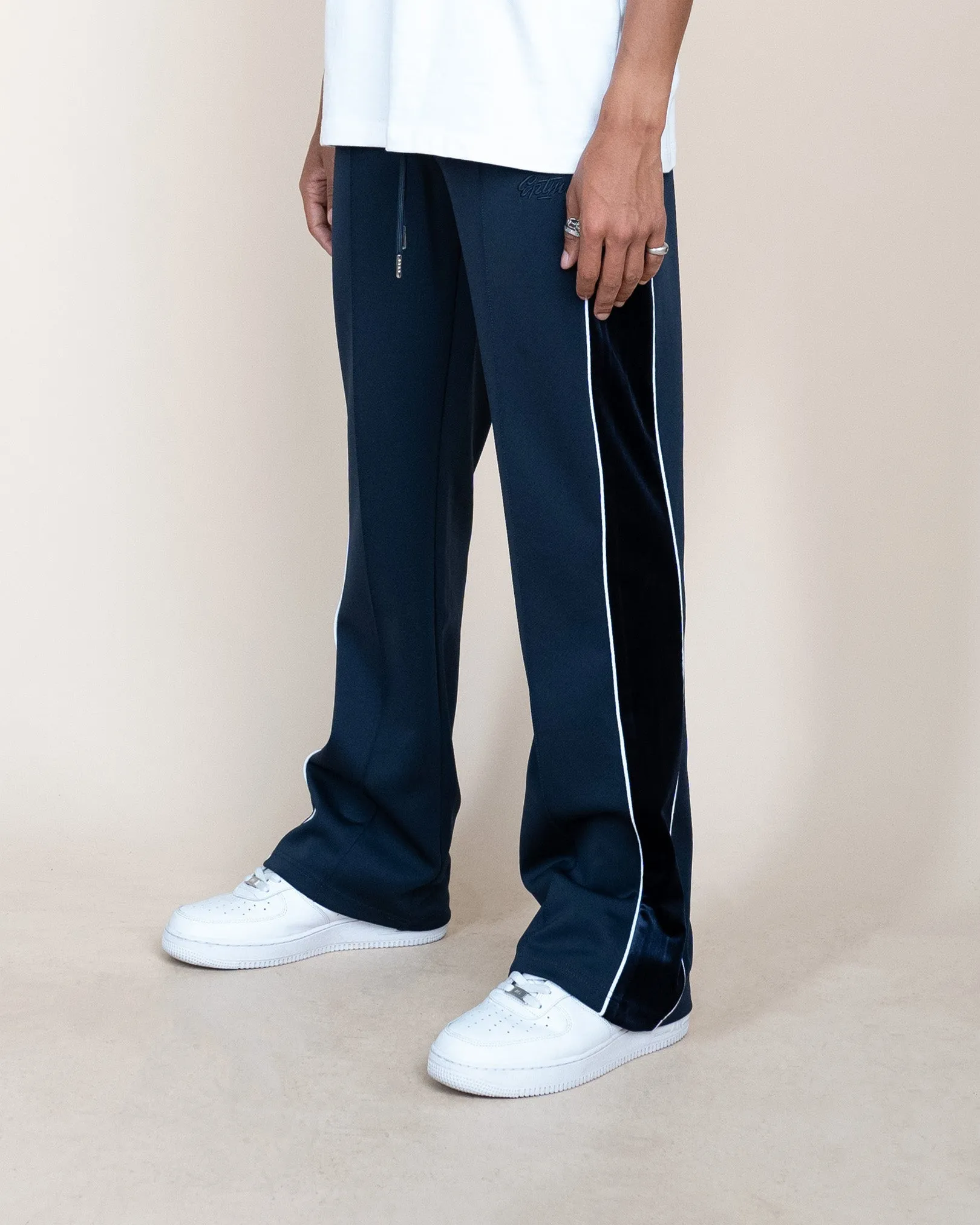 EPTM VELOUR PIPING TRACK PANTS - NAVY