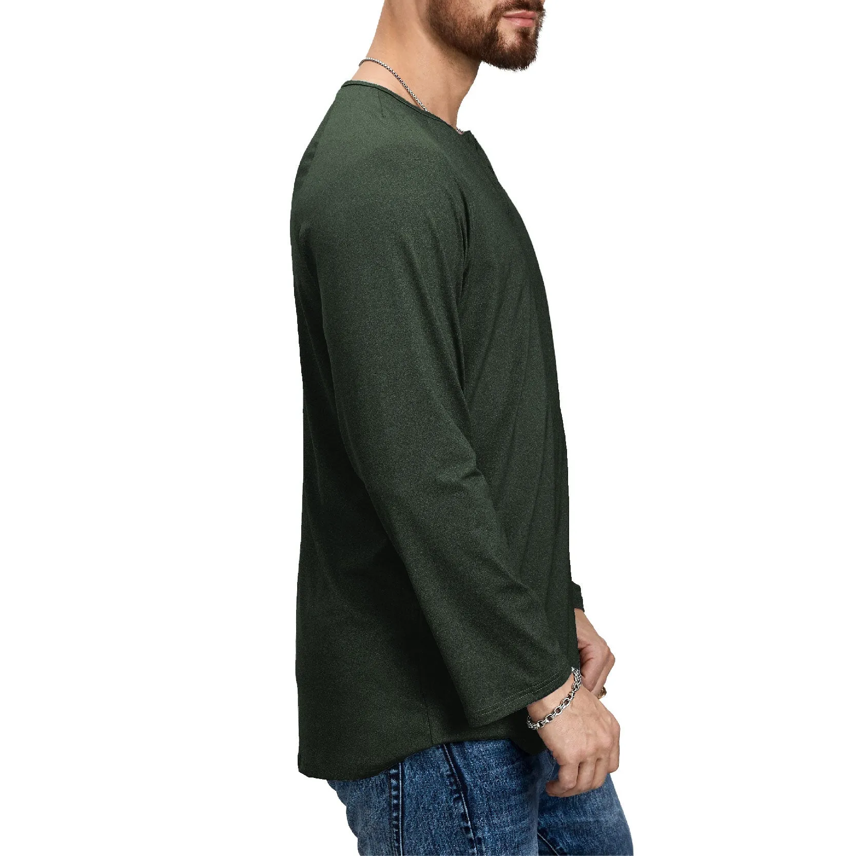 ESSENTIALS BUTTON HENLEY QUICK DRY LONG SLEEVE HENLEY SHIRT