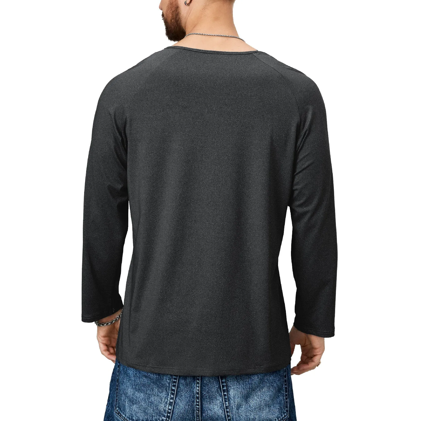 ESSENTIALS BUTTON HENLEY QUICK DRY LONG SLEEVE HENLEY SHIRT