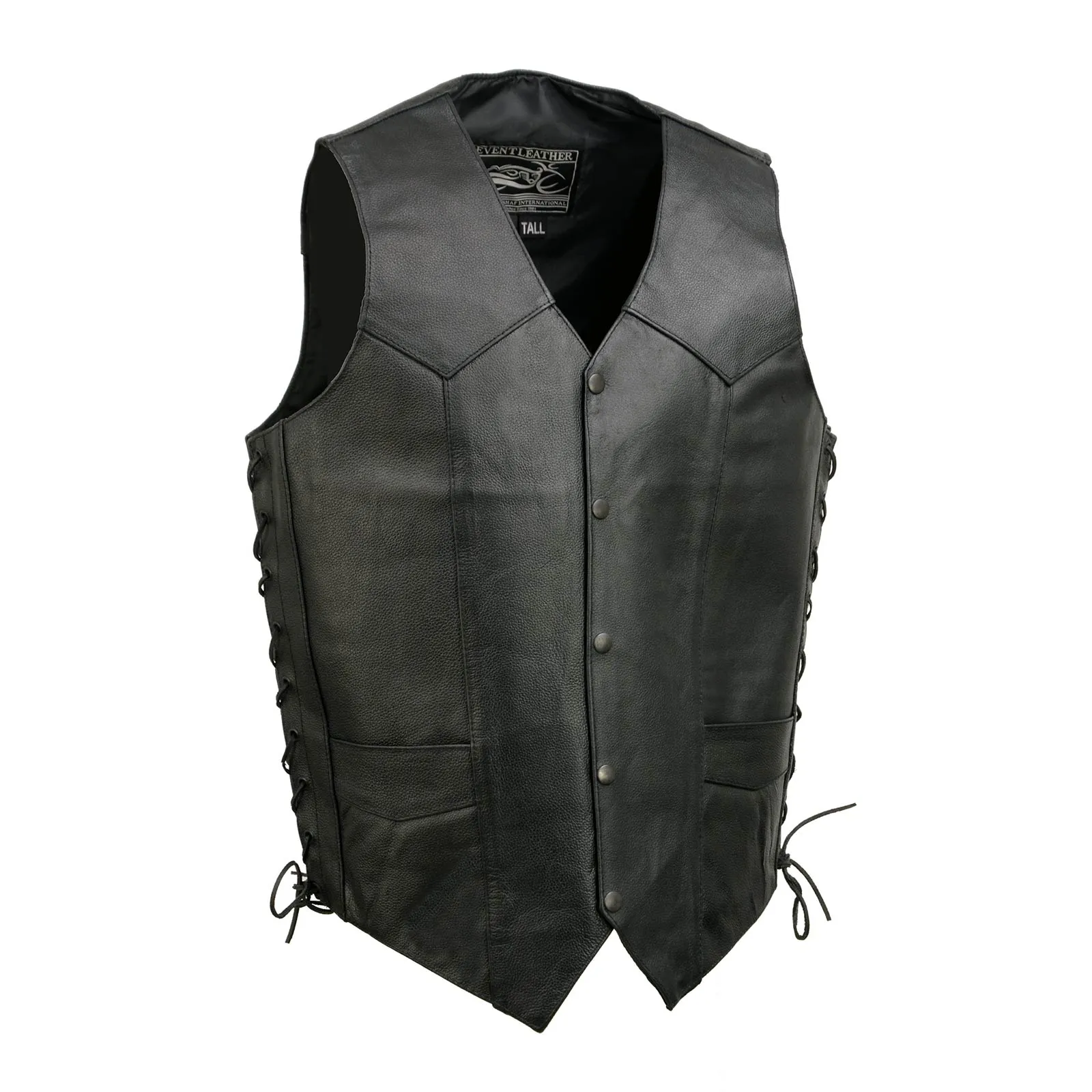 Event Leather EL5315TALL Black Motorcycle Leather Vest for Men's Tall