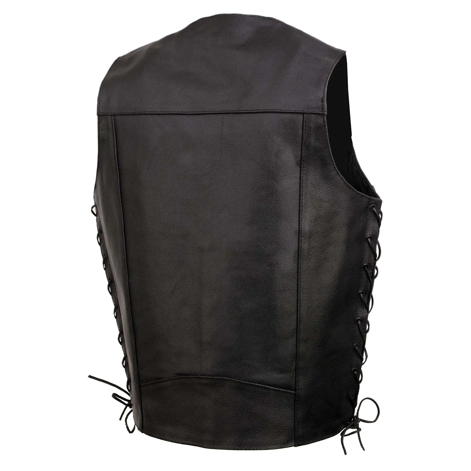 Event Leather EL5315TALL Black Motorcycle Leather Vest for Men's Tall