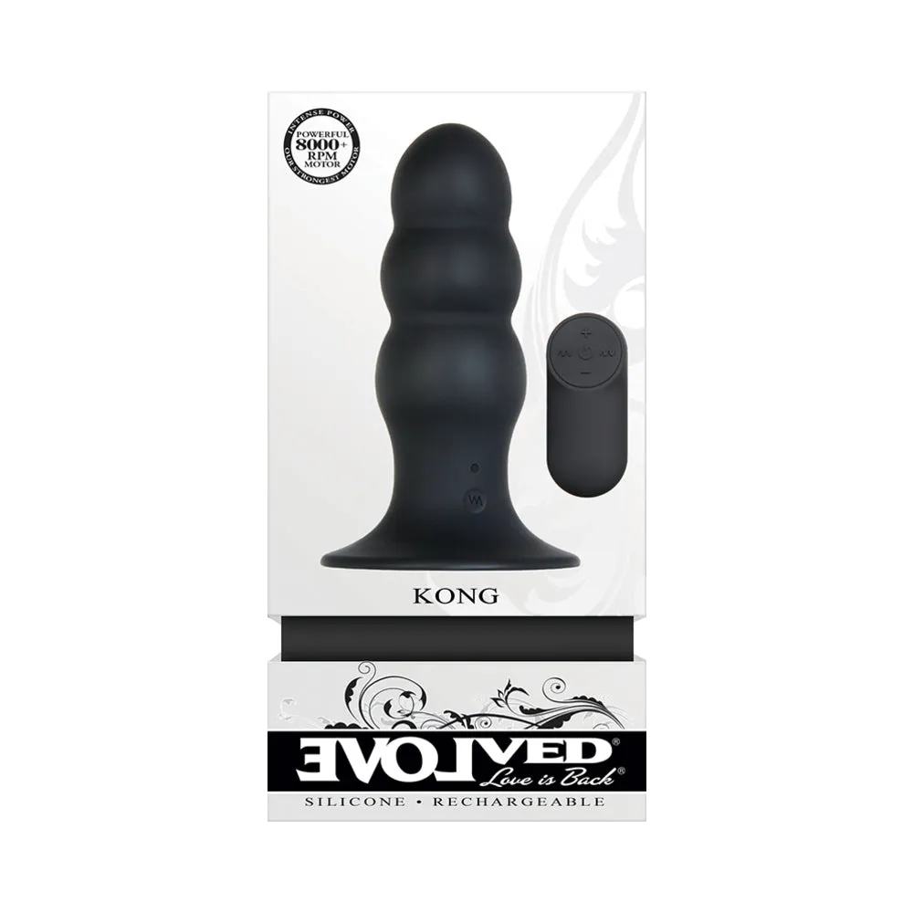 Evolved Kong Rechargeable Remote-Controlled Vibrating Silicone Anal Plug Black