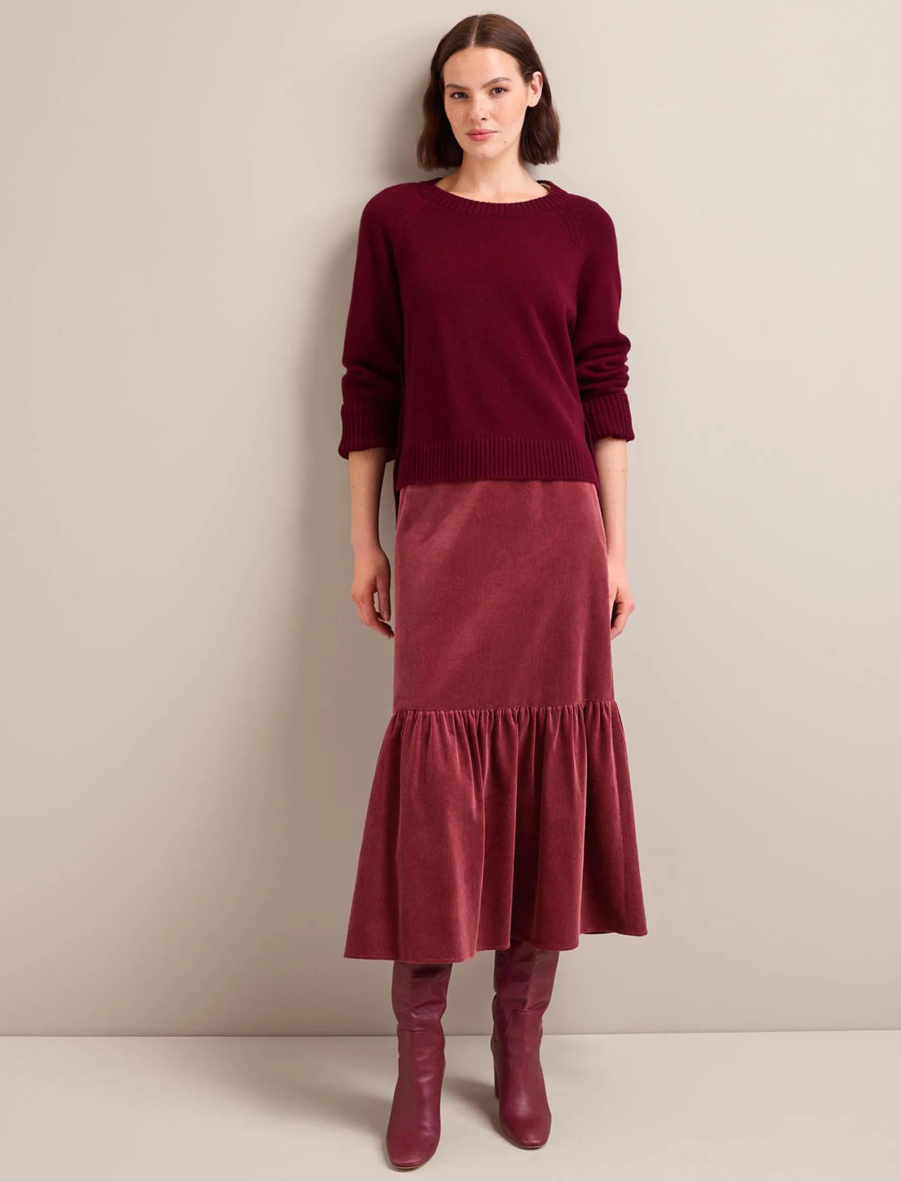 Ezra Cashmere Blend Jumper - Burgundy