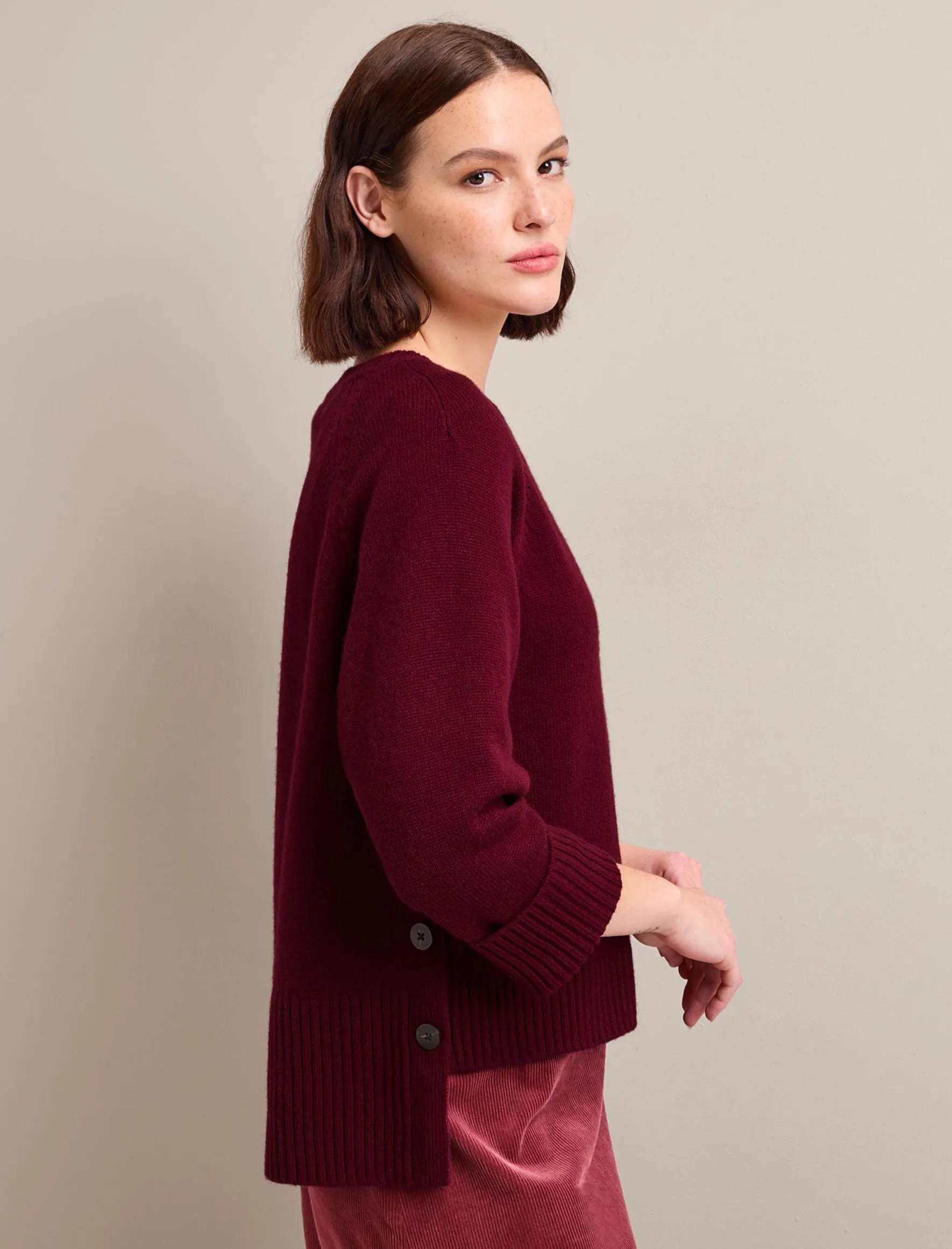 Ezra Cashmere Blend Jumper - Burgundy