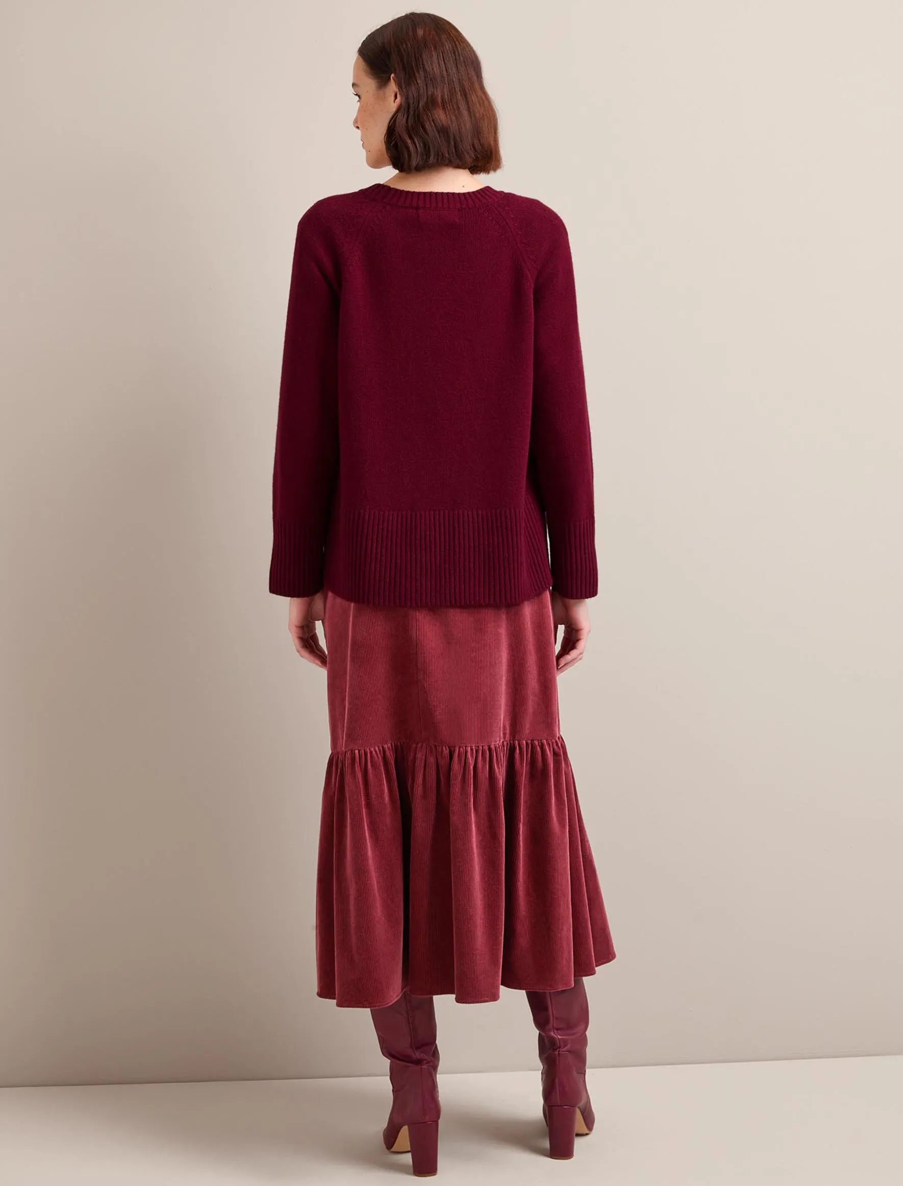 Ezra Cashmere Blend Jumper - Burgundy