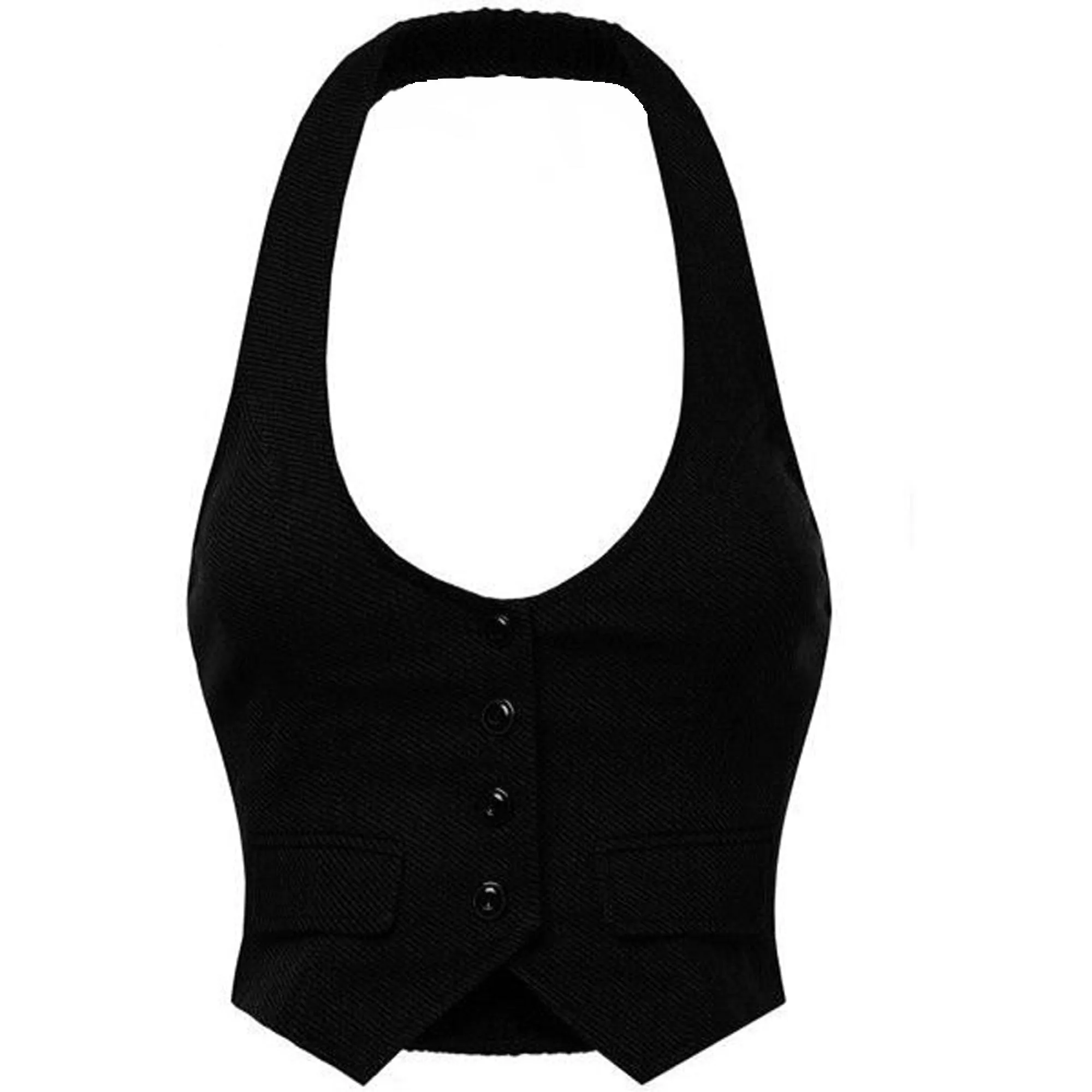 Fashion Secrets Juniors Satin Racerback Waistcoat Black Vest