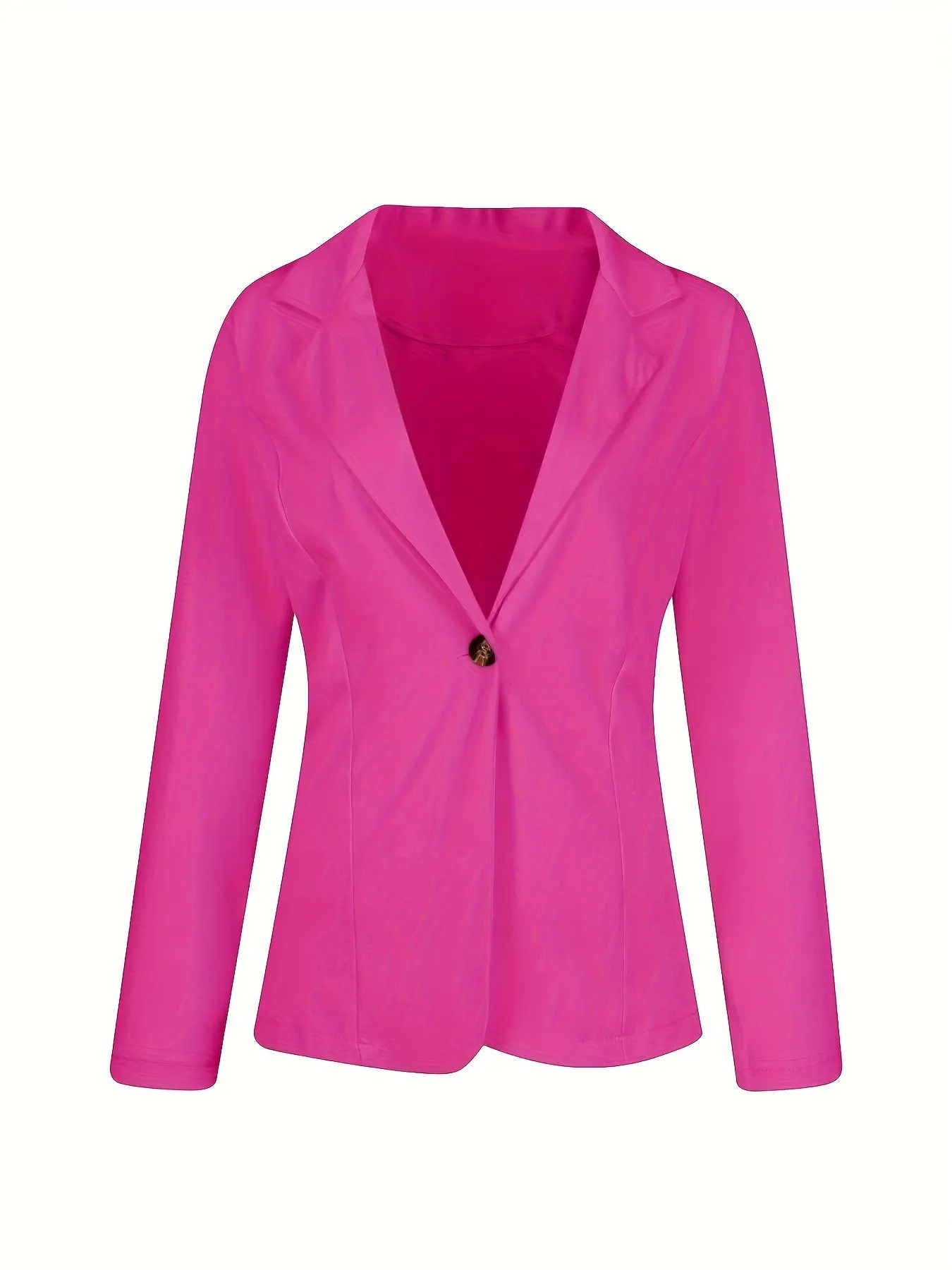 Fashionable Womens Blazer Jacket - Solid Lapel, Button Closure, Flowy Long Sleeves - Casual-Formal Commuter Outerwear